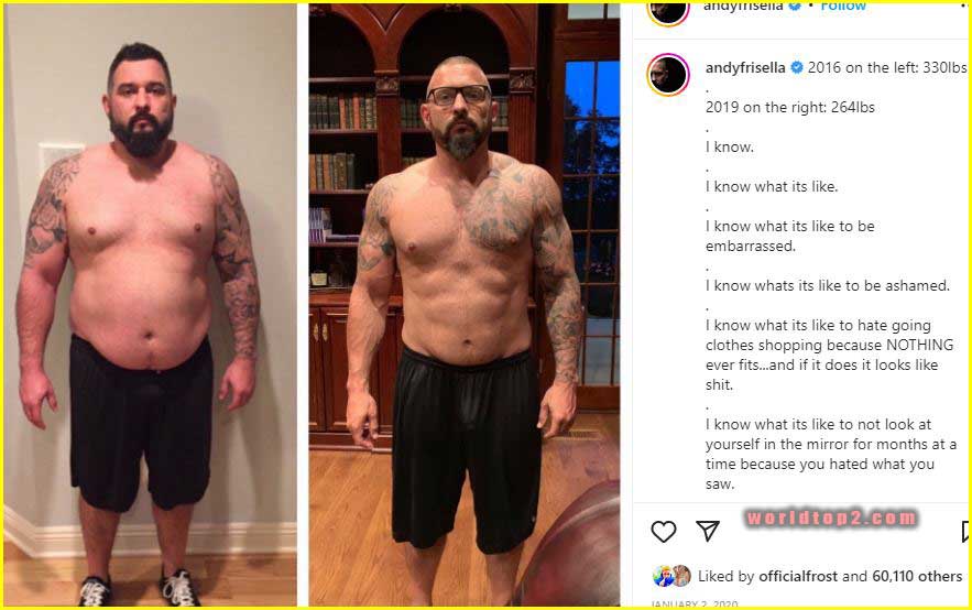 Andy Frisella body transformation before and after