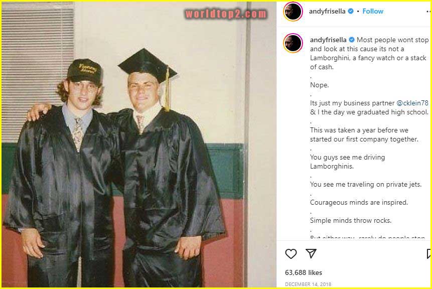 Andy Frisella with his friend during high school graduation