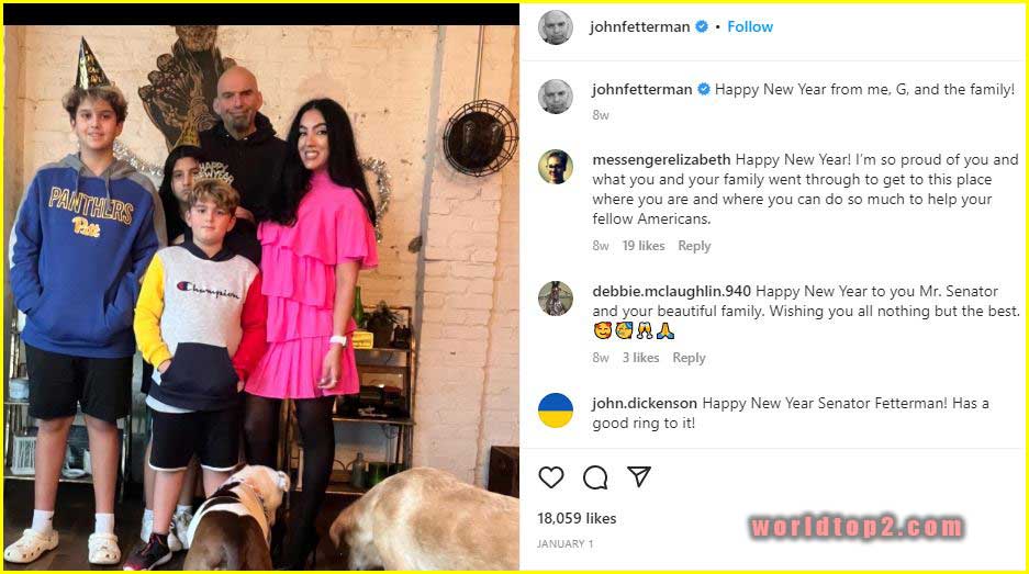 John Fetterman with his children and wife