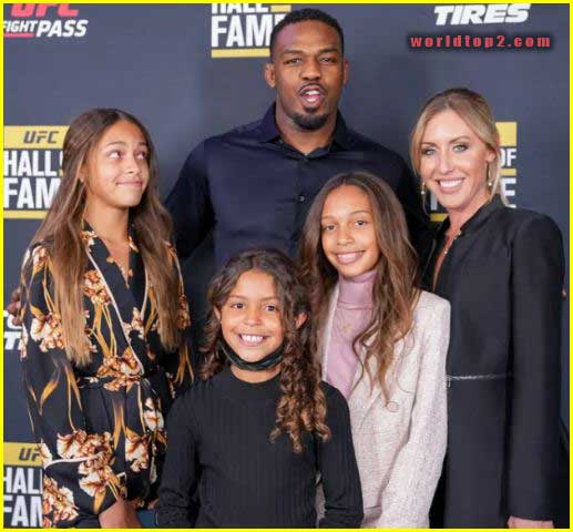 Jon Jones with his wife and daughters