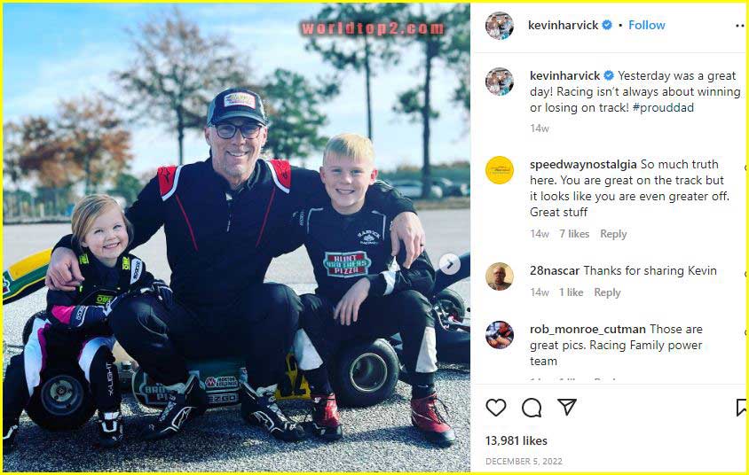 Kevin Harvick with his son and daughter