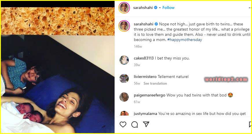 Sarah Shahi with her children