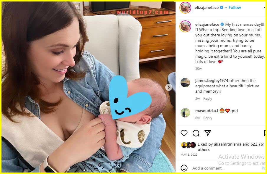 Eliza Taylor with her son