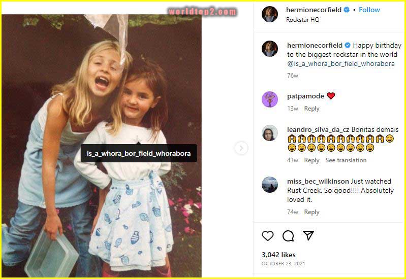 Hermione Corfield childhood photo