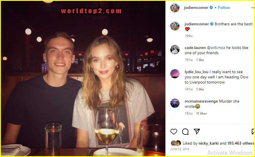 Jodie Comer with her brother