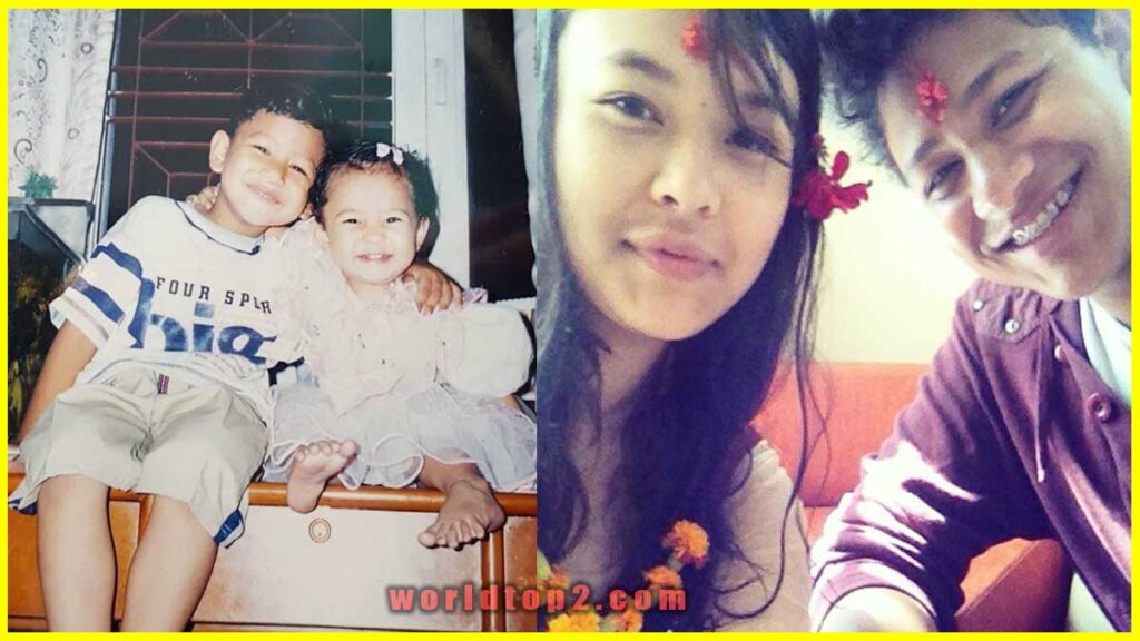 Srichchha Pradhan childhood and young age photo with her brother