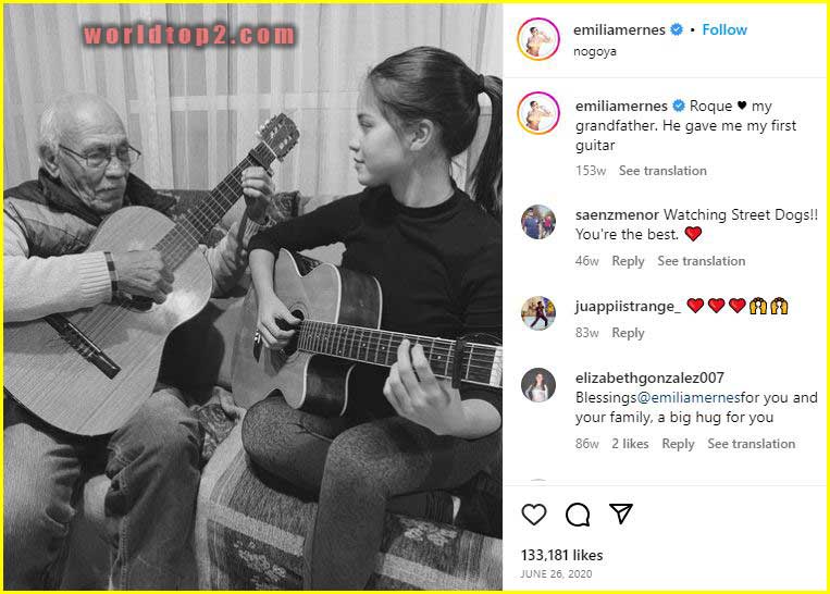 Emilia Mernes with her grandfather