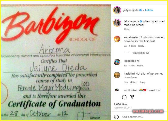 Jailyne Ojeda Ochoa graduation certificate