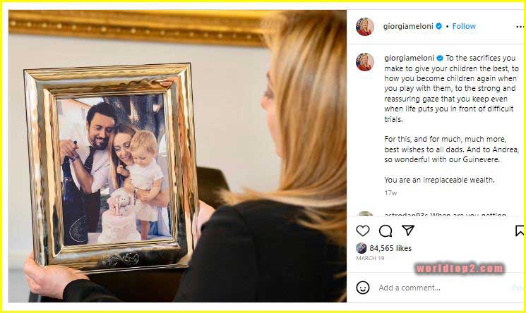 Giorgia Meloni with her husband and daughter