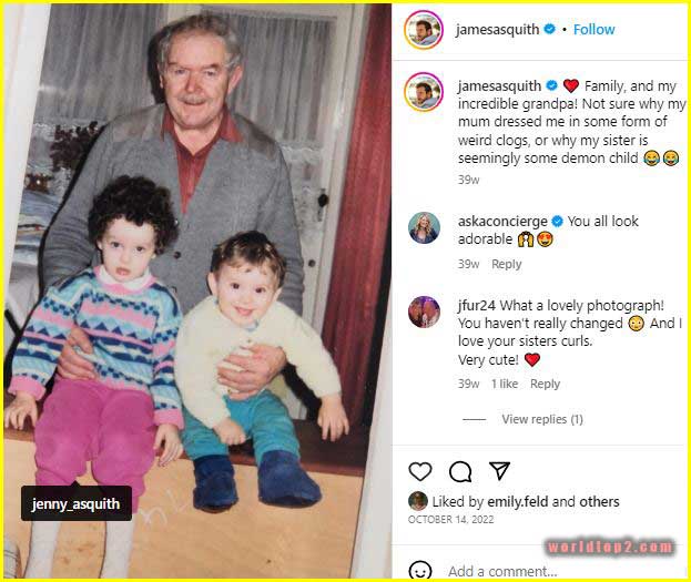 James Asquith childhood photo with his grandfather and sister
