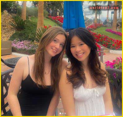 Katie Fang with her friend