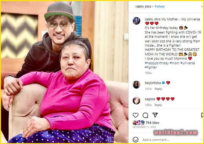 Rabin Shrestha with his mother