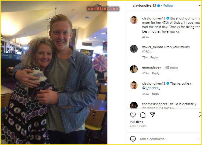 Clayton Oliver with his mother