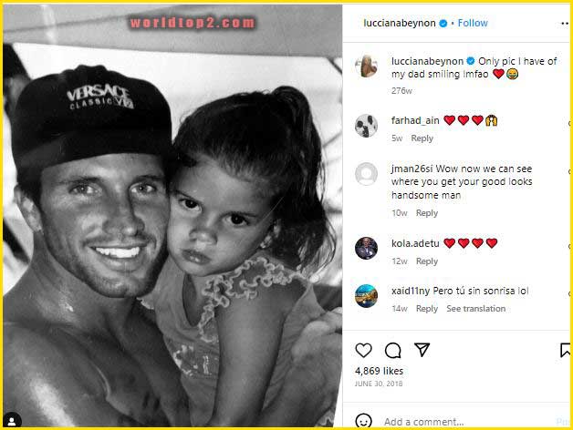 Lucciana Beynon childhood photo with her dad