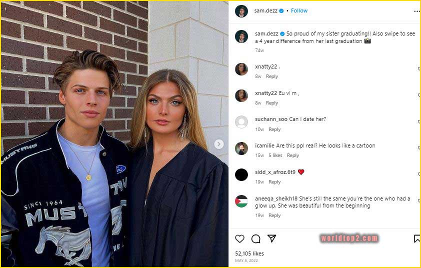 Sam Dezz with his sister
