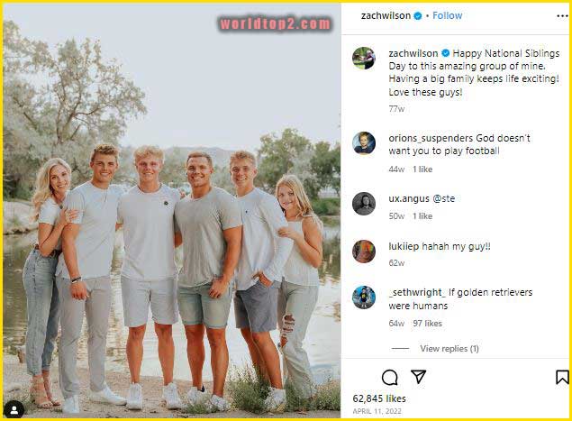 Zach Wilson with his siblings