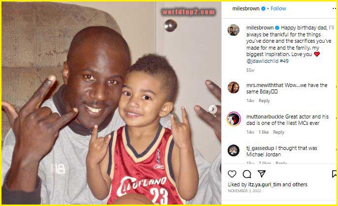 Miles Brown childhood photo with his father