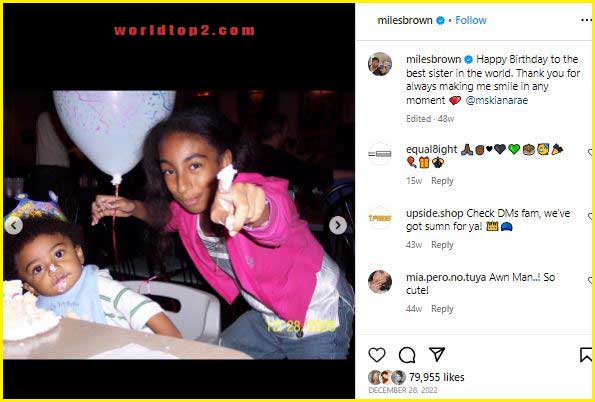 Miles Brown childhod photo with her sister