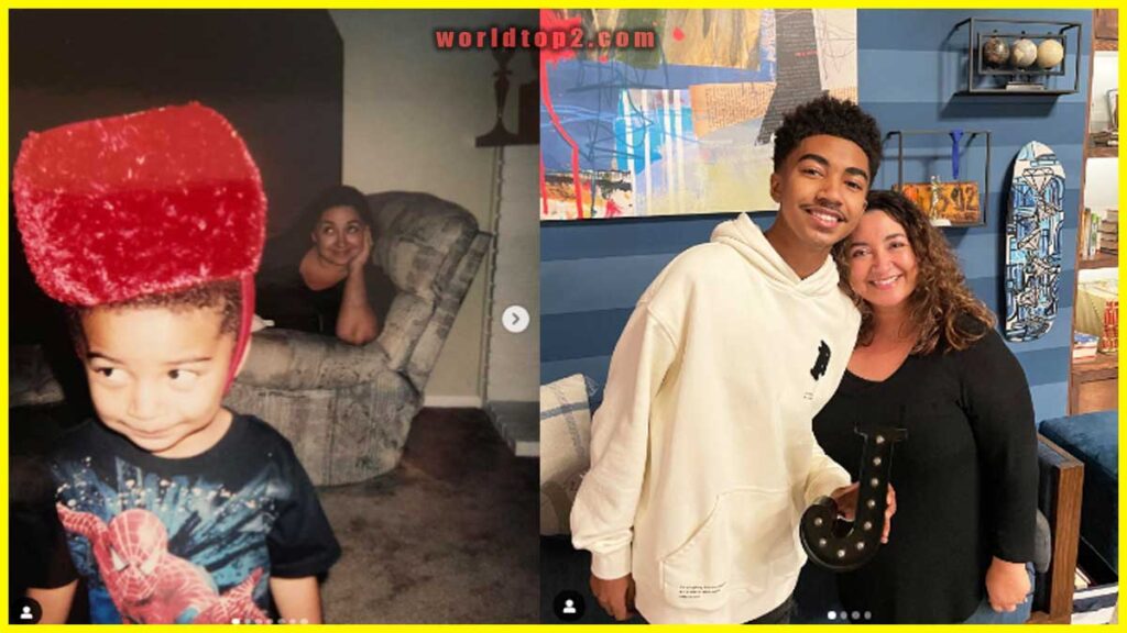 Miles Brown with his mother