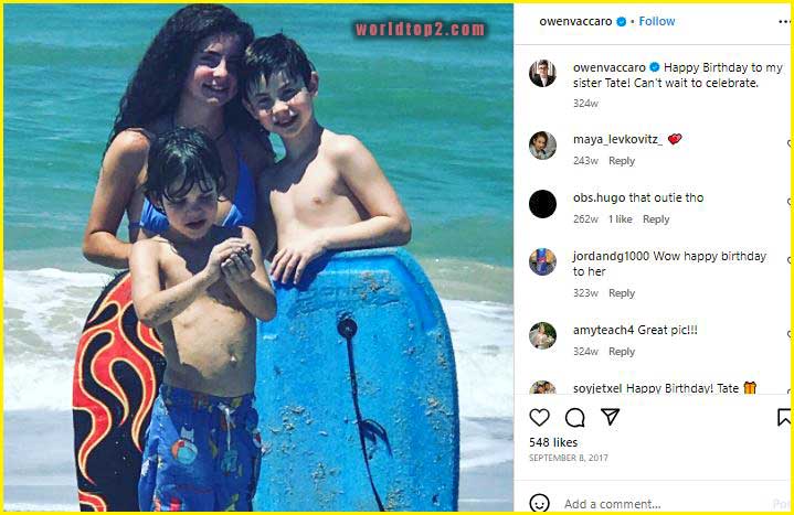 Owen Vaccaro with his sister and brother